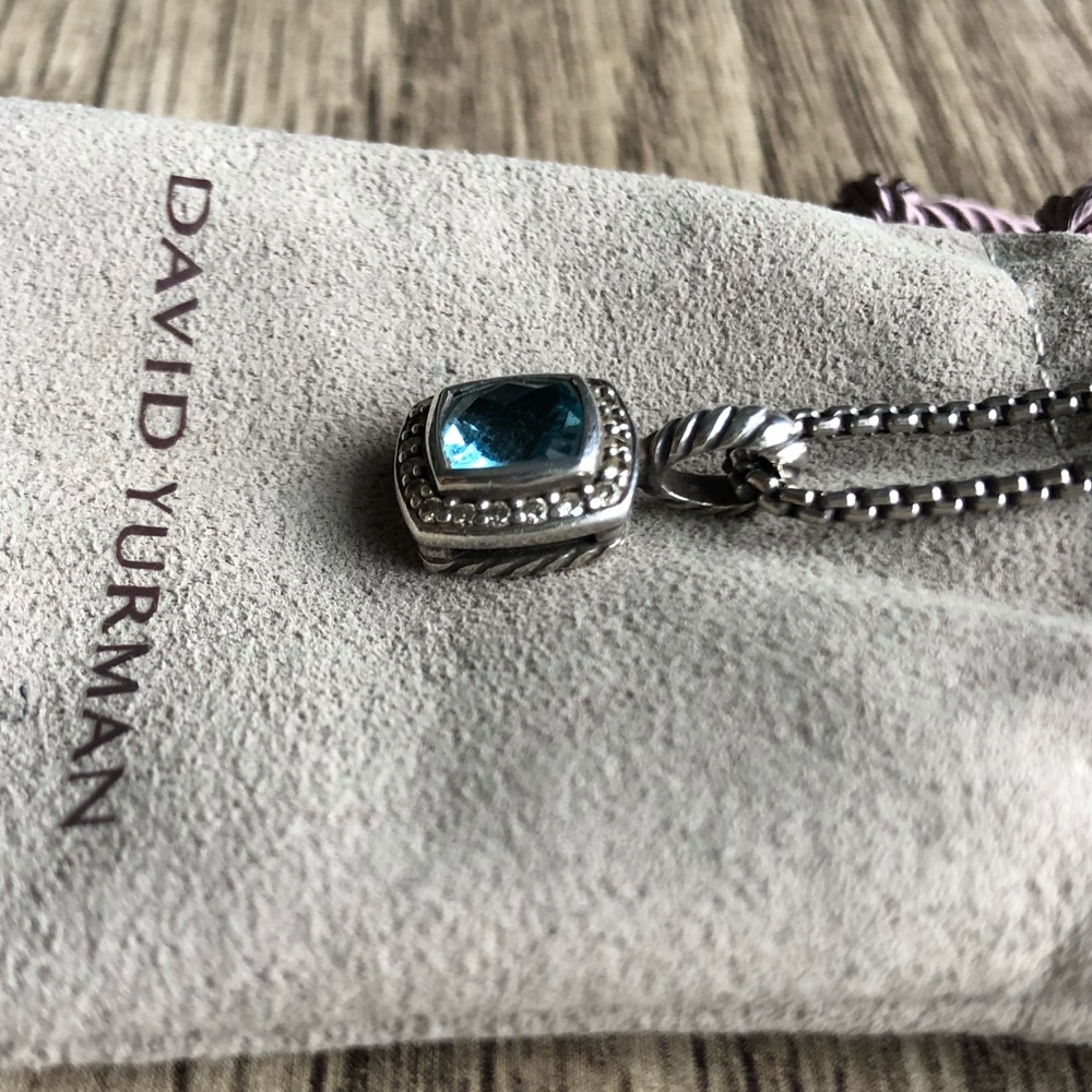 Petite Albion Necklace with Blue Topaz & Diamonds - Picture 3 of 8